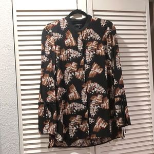 LAFAYETTE 148 NEW YORK Desra Impasto Leaf-print Silk Black in Black